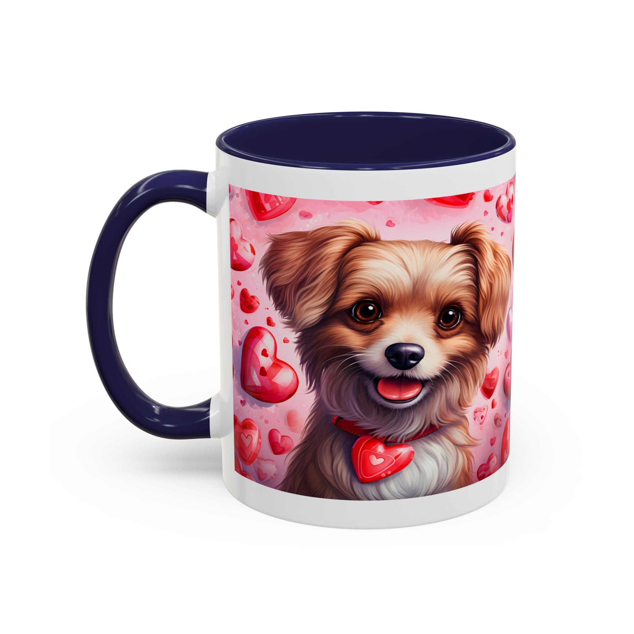 Cute Dog Lover's Accent Coffee Mug - Valentine's Day Heart Design - 11/15oz