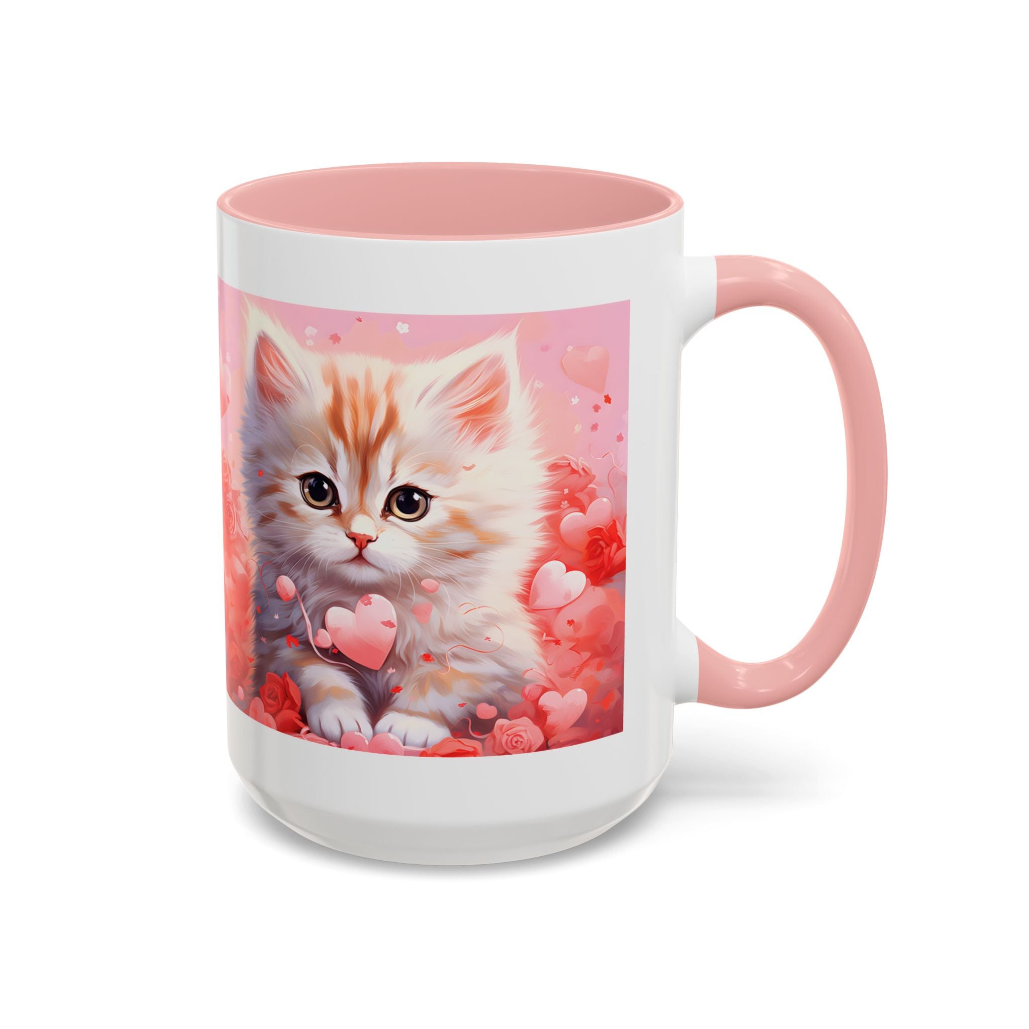 Cute Cat Love Accent Coffee Mug - Perfect Gift for Cat Lovers & Valentine's Day