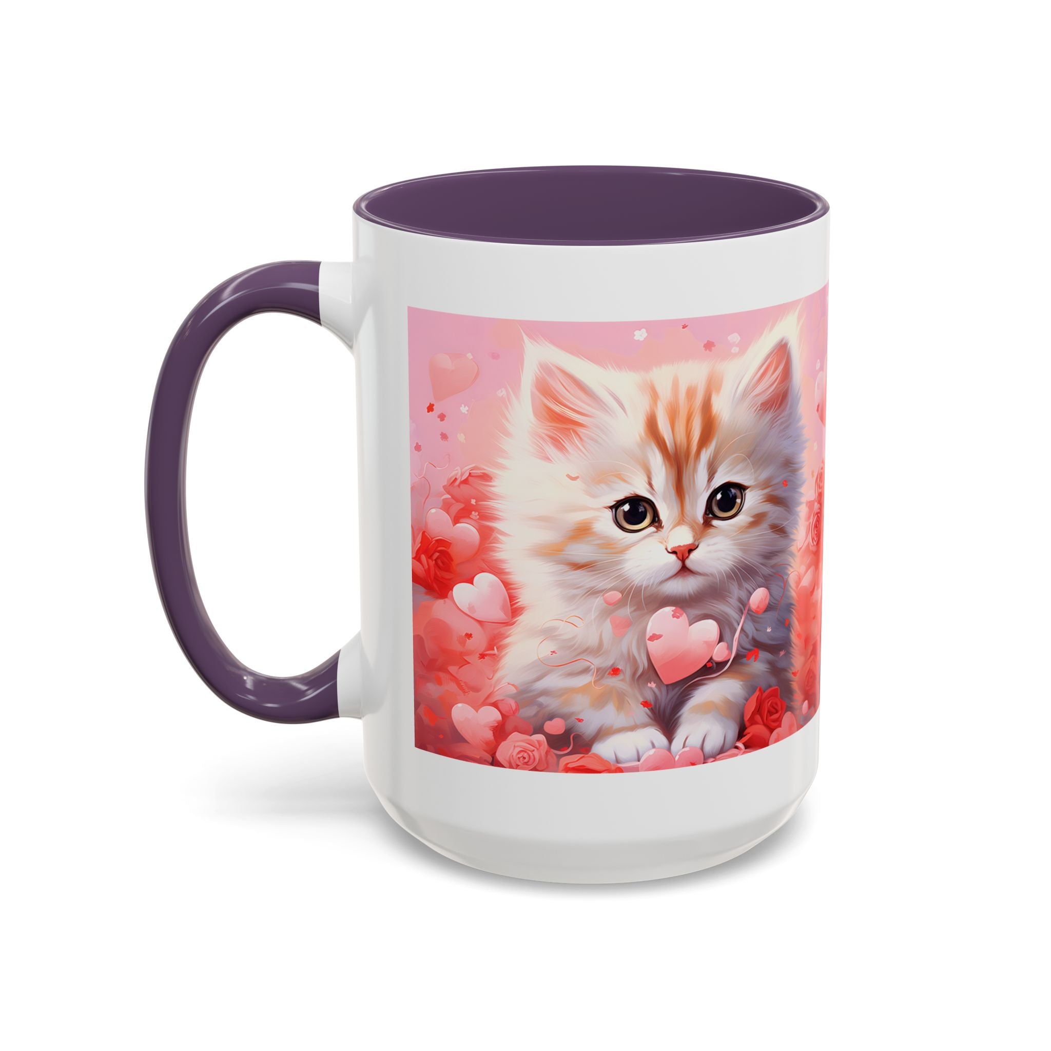 Cute Cat Love Accent Coffee Mug - Perfect Gift for Cat Lovers & Valentine's Day