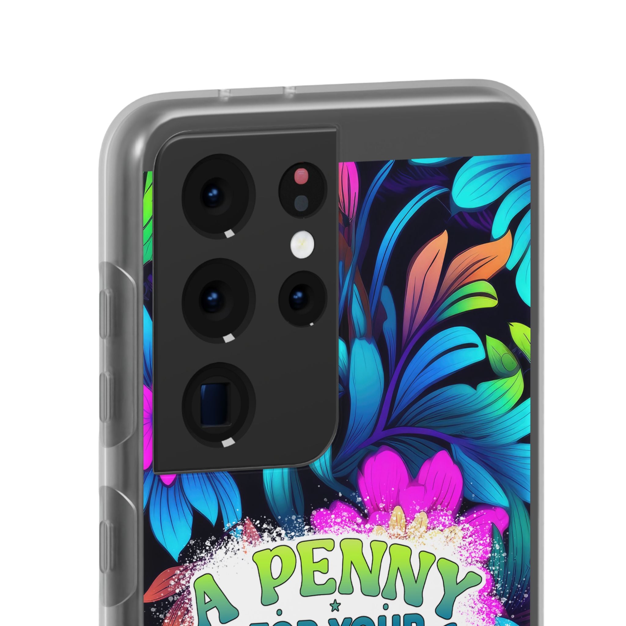 Personalized Colorful Floral Flexi Case - 'A Penny For Your Thoughts Seems A Bit Pricey'