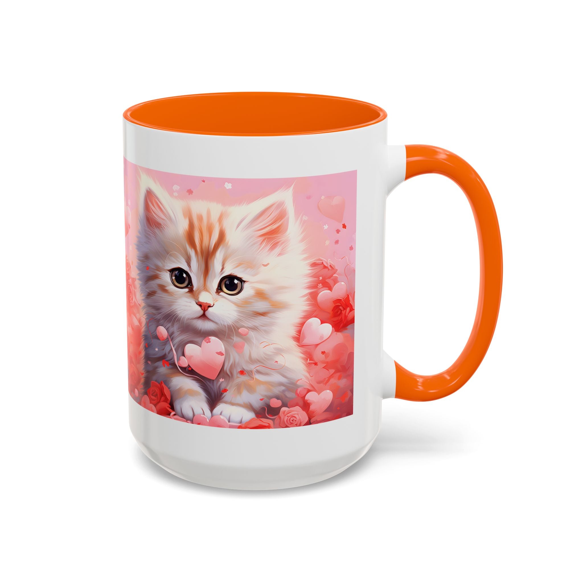 Cute Cat Love Accent Coffee Mug - Perfect Gift for Cat Lovers & Valentine's Day