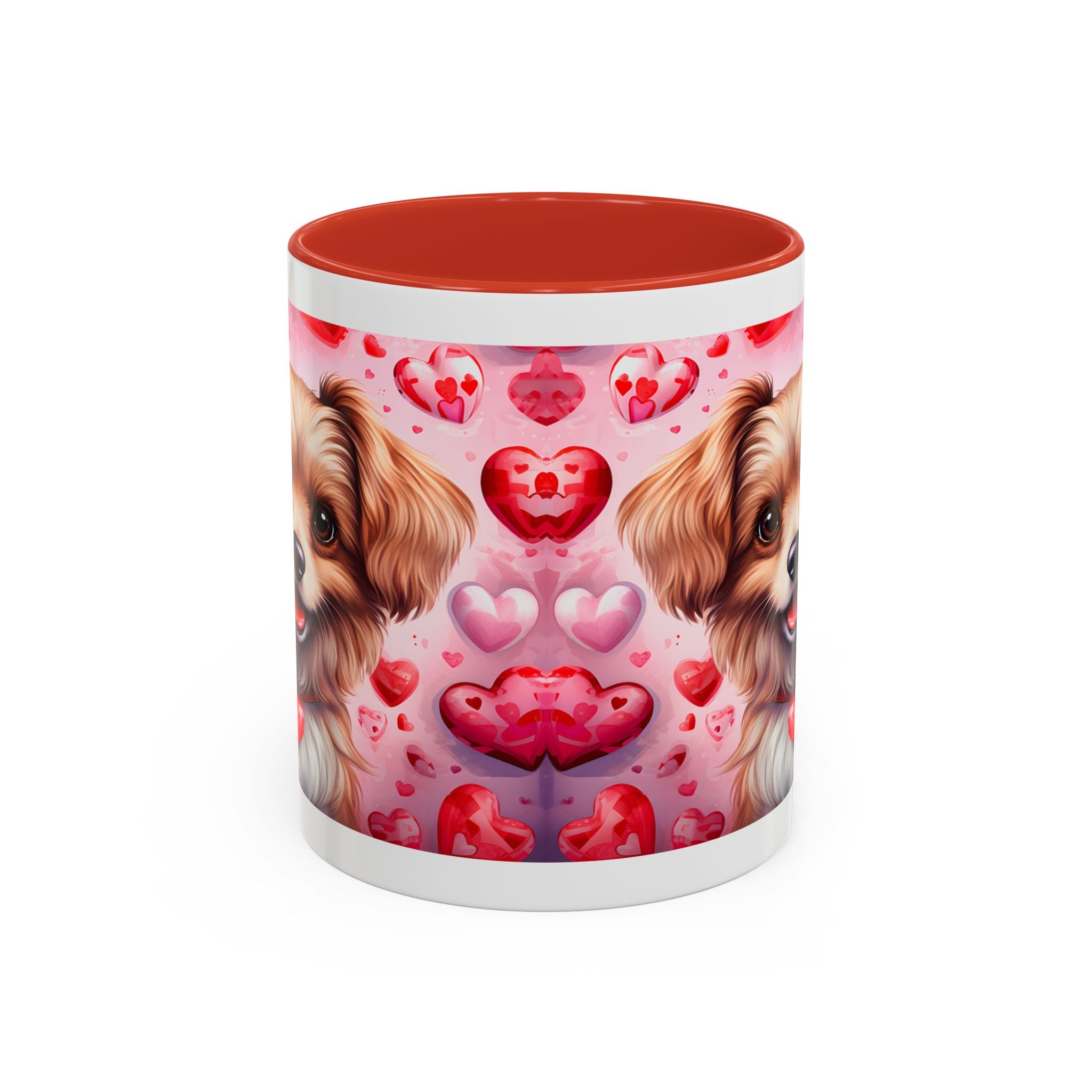 Cute Dog Lover's Accent Coffee Mug - Valentine's Day Heart Design - 11/15oz