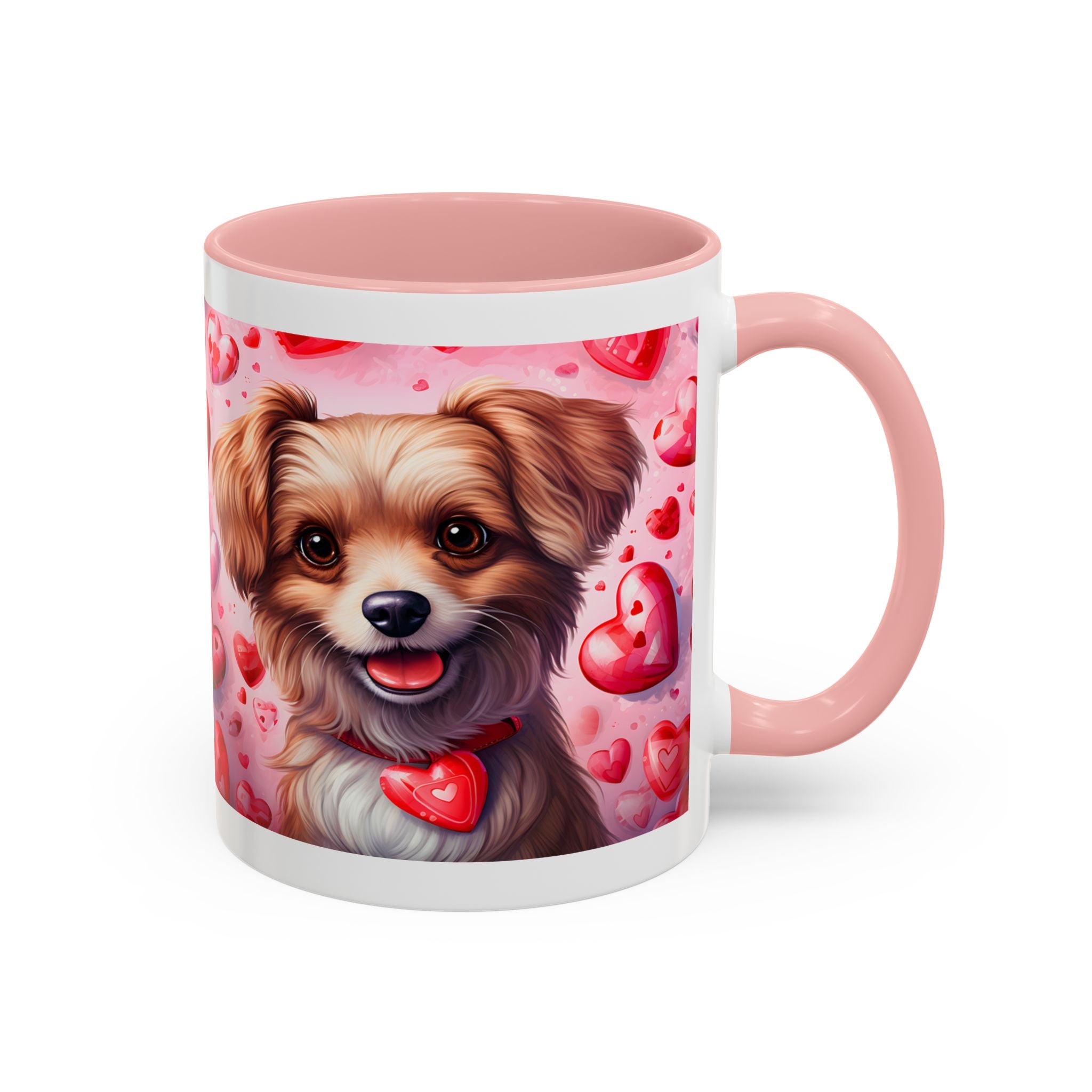 Cute Dog Lover's Accent Coffee Mug - Valentine's Day Heart Design - 11/15oz