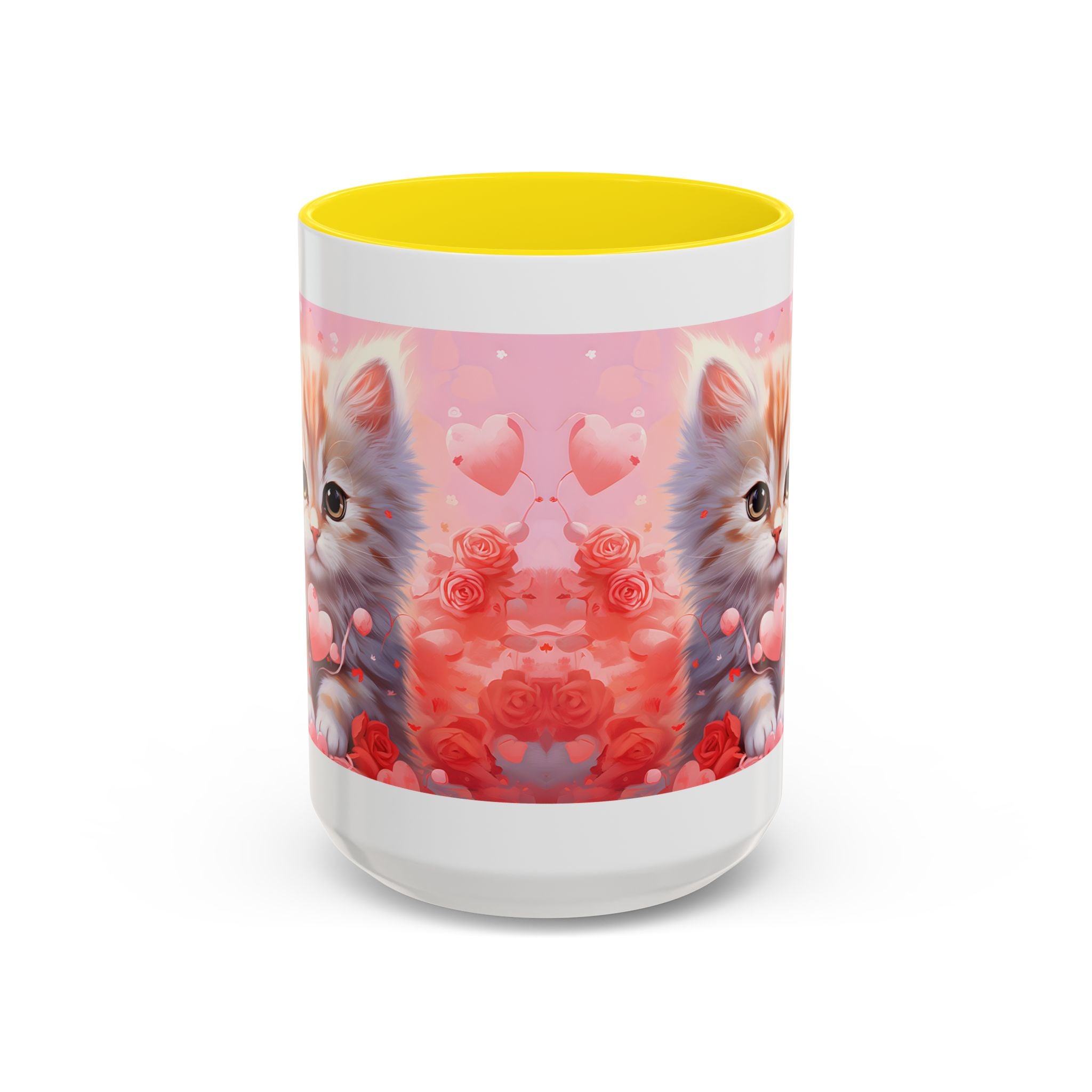 Cute Cat Love Accent Coffee Mug - Perfect Gift for Cat Lovers & Valentine's Day