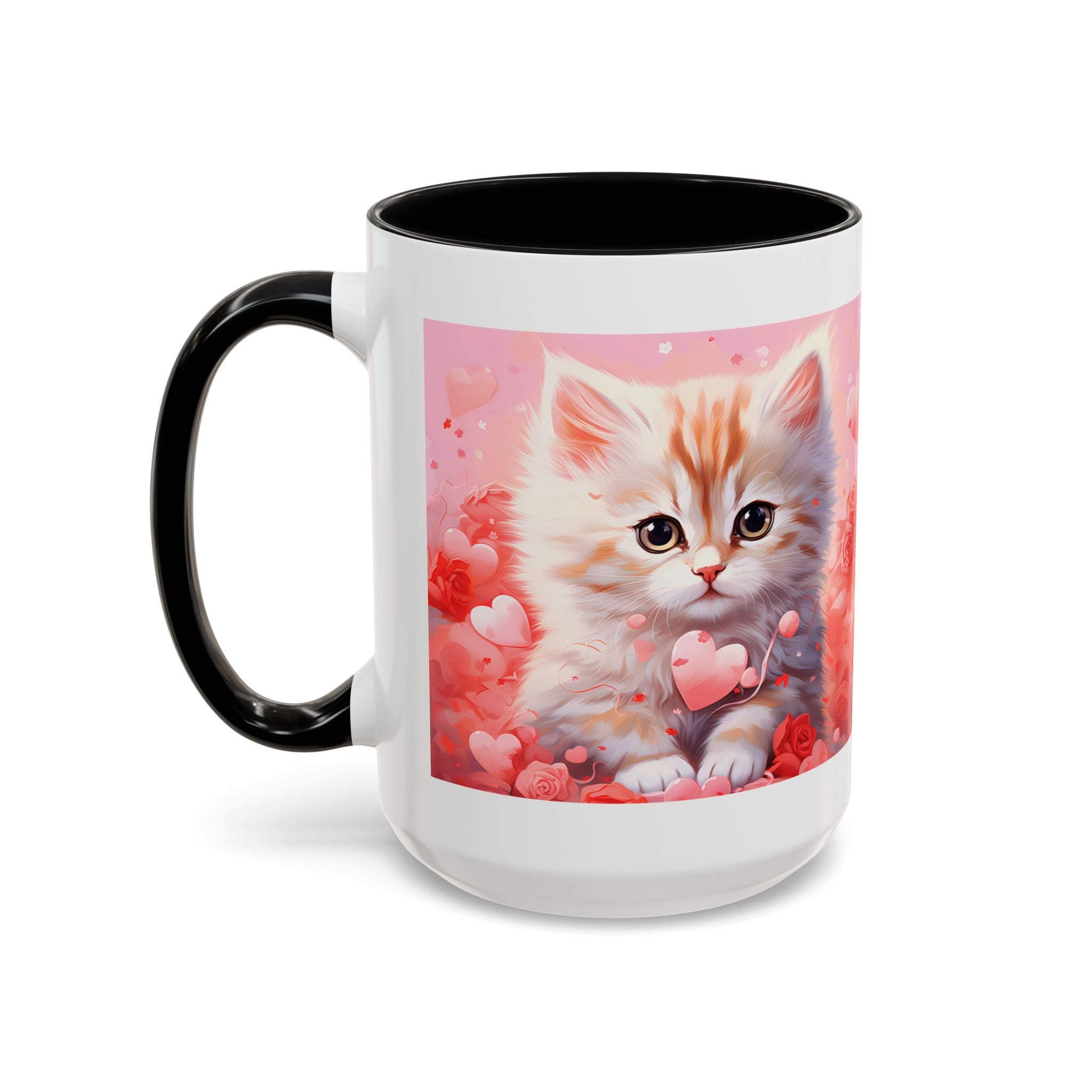 Cute Cat Love Accent Coffee Mug - Perfect Gift for Cat Lovers & Valentine's Day