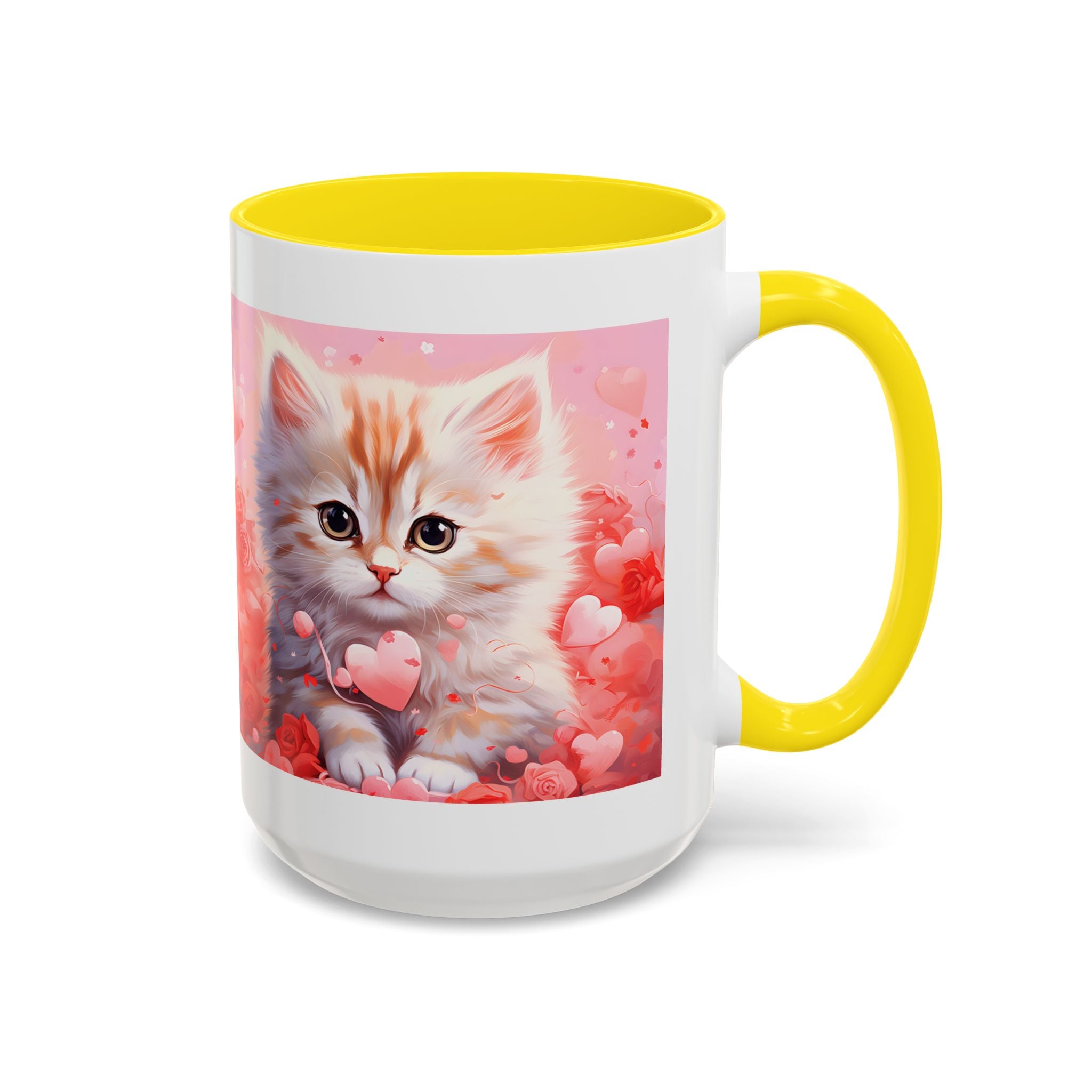 Cute Cat Love Accent Coffee Mug - Perfect Gift for Cat Lovers & Valentine's Day