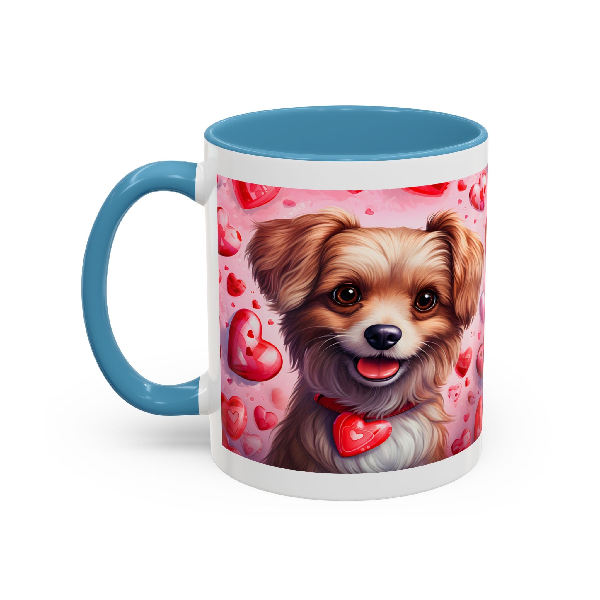 Cute Dog Lover's Accent Coffee Mug - Valentine's Day Heart Design - 11/15oz