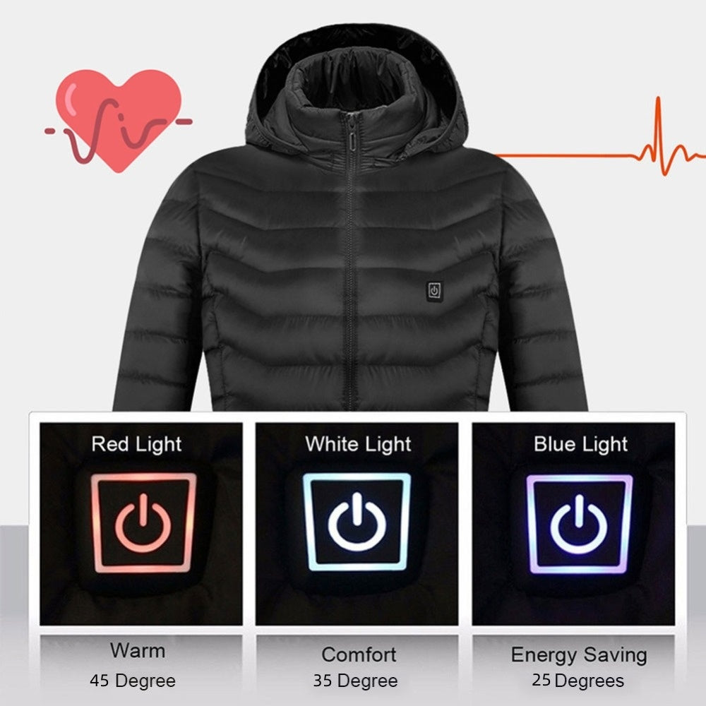 USB Heated Jacket Coat - Men's Winter Thermal Heating Jacket with Removable Hood