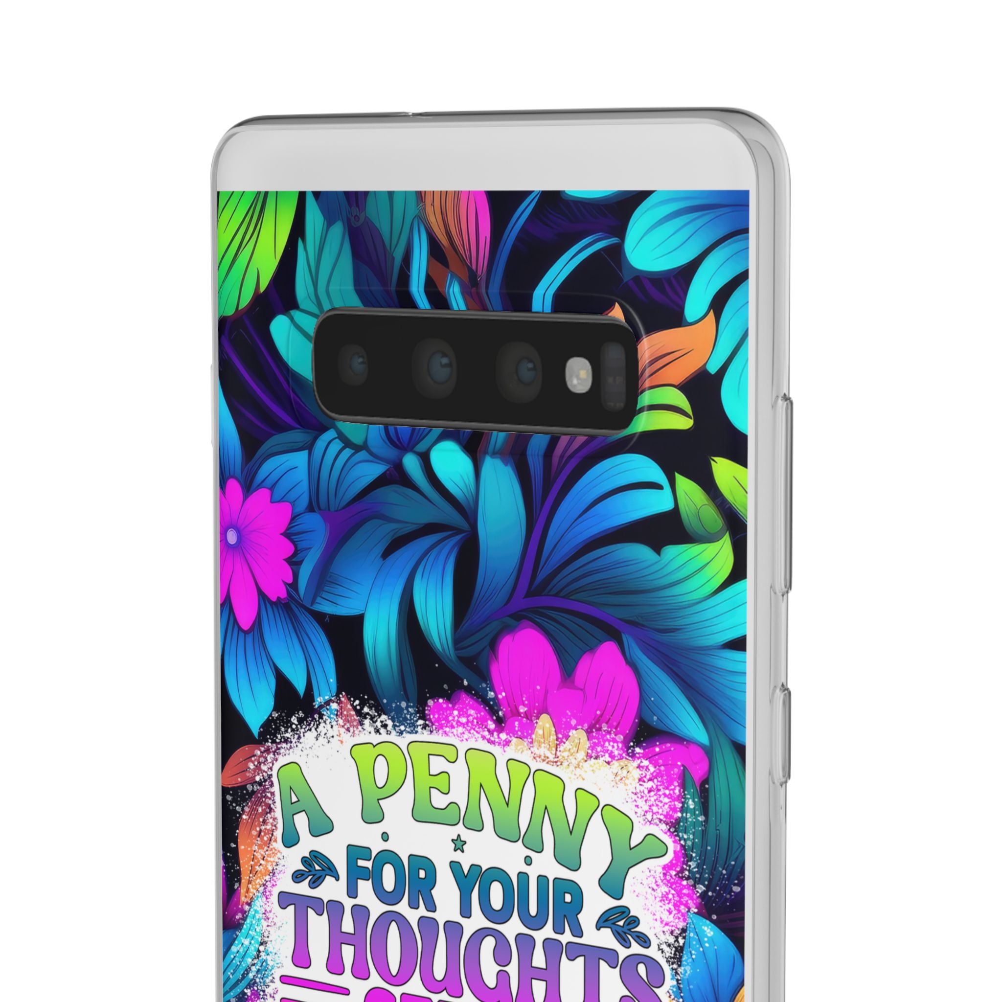 Personalized Colorful Floral Flexi Case - 'A Penny For Your Thoughts Seems A Bit Pricey'