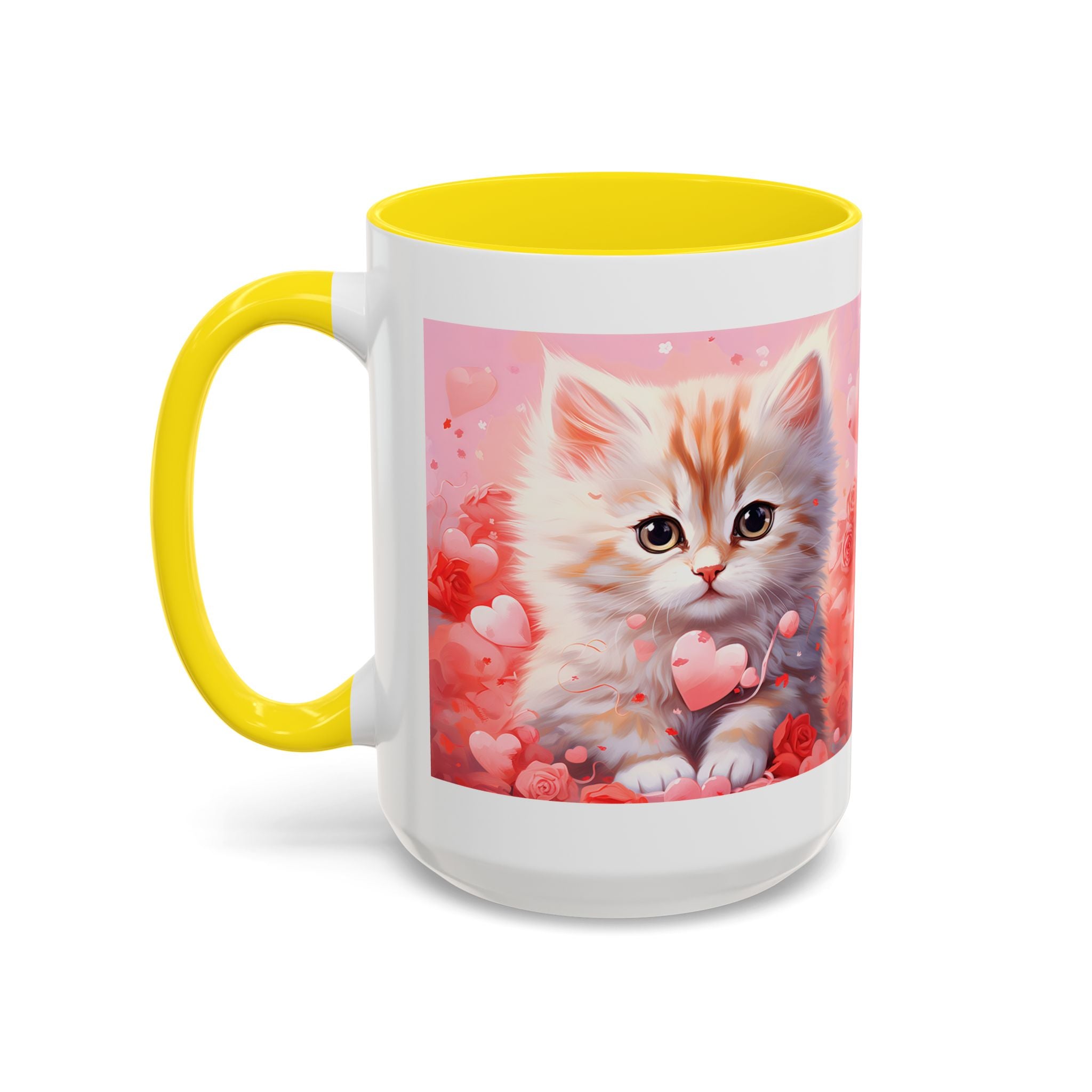 Cute Cat Love Accent Coffee Mug - Perfect Gift for Cat Lovers & Valentine's Day