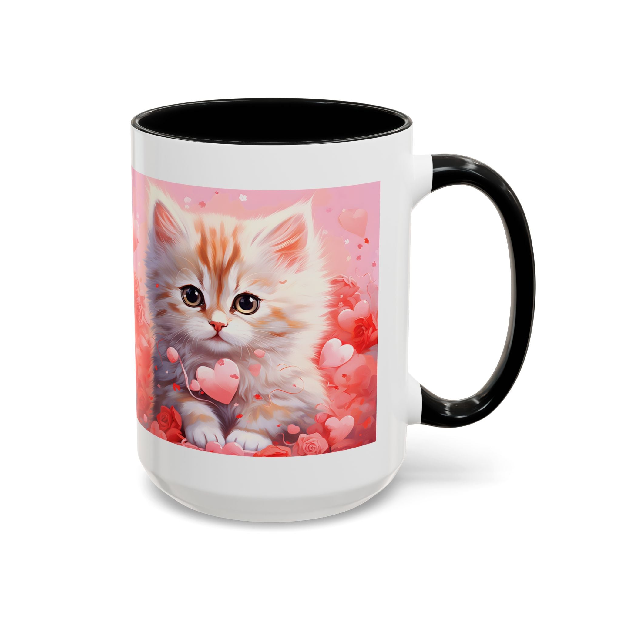 Cute Cat Love Accent Coffee Mug - Perfect Gift for Cat Lovers & Valentine's Day