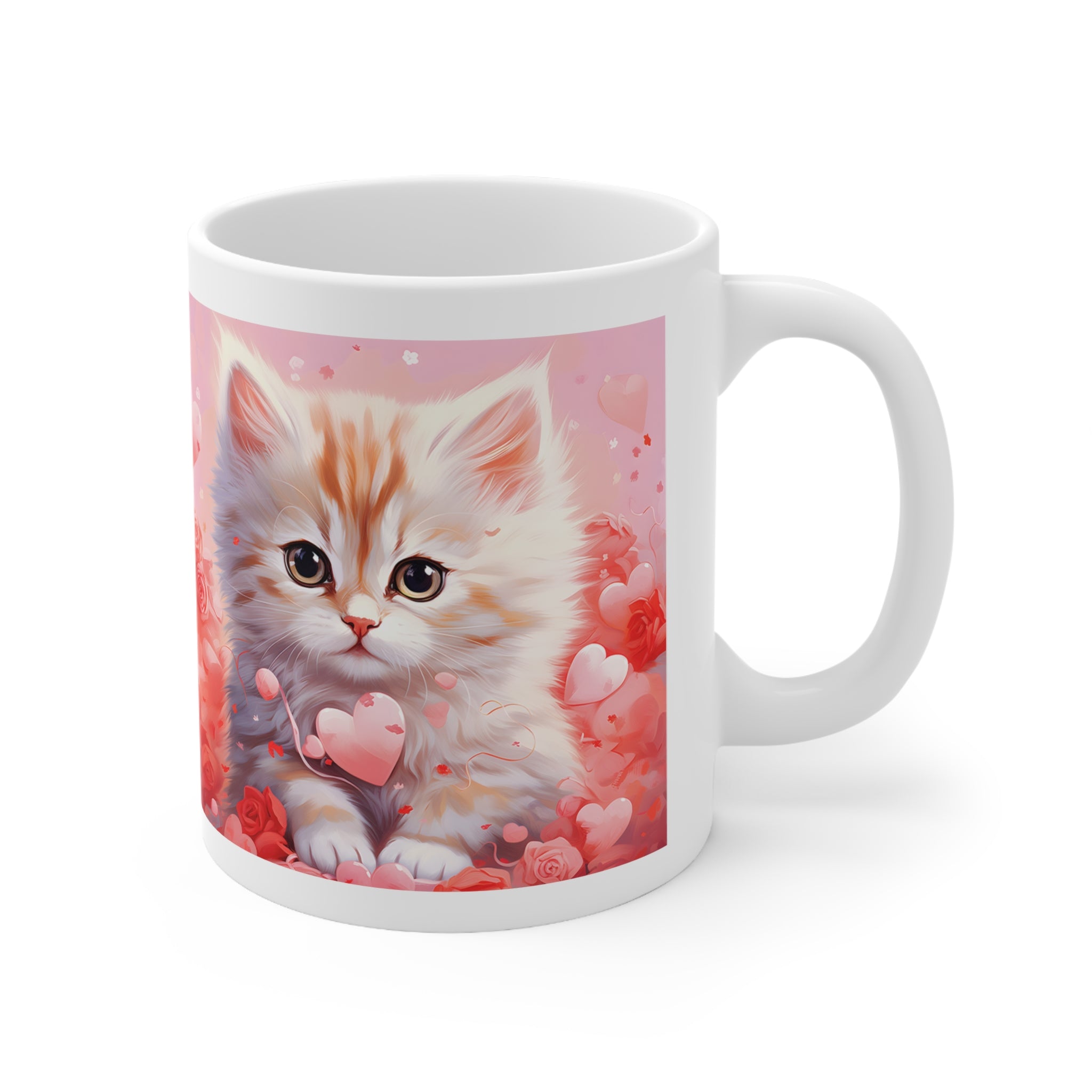 Cute Kitten Love Ceramic Coffee Mug - 11oz & 15oz – Perfect Cat Lover Gift for Valentine’s Day