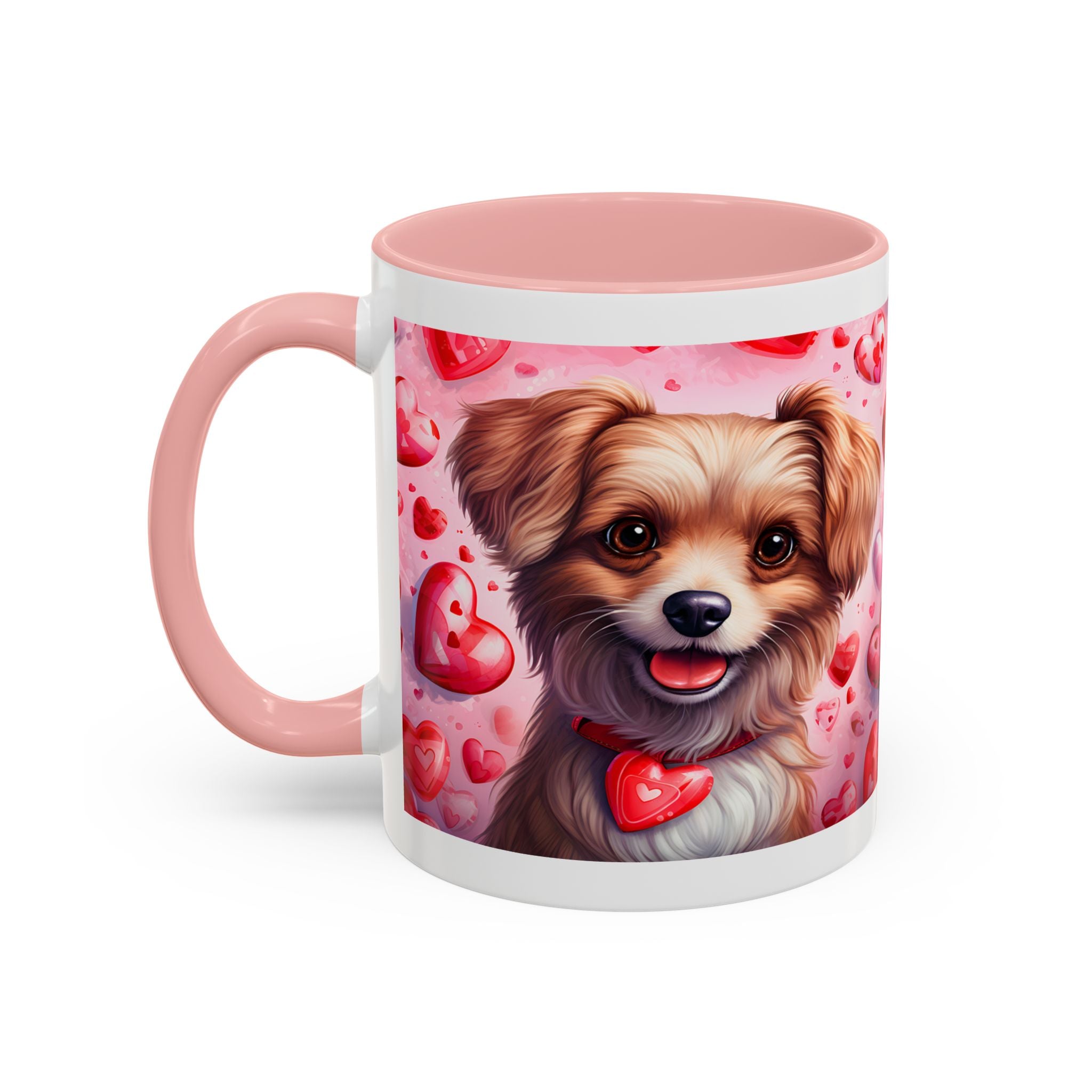 Cute Dog Lover's Accent Coffee Mug - Valentine's Day Heart Design - 11/15oz