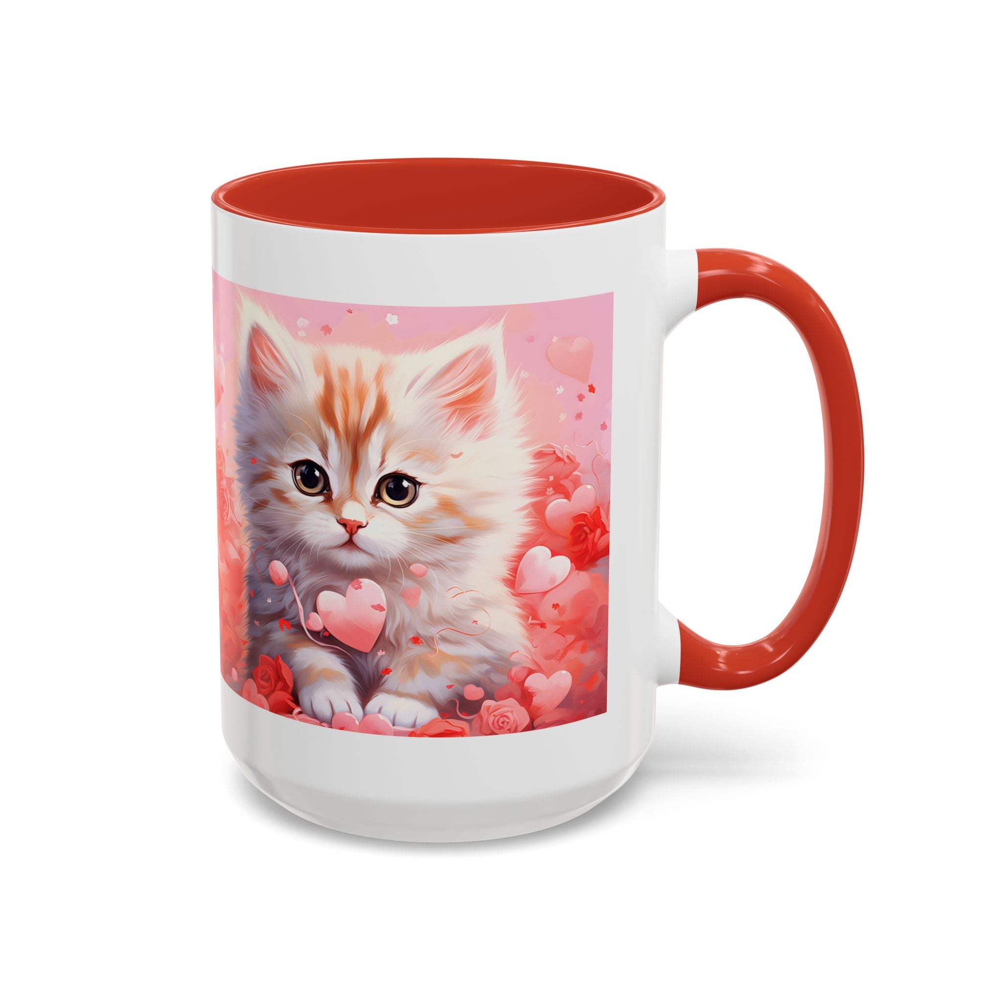 Cute Cat Love Accent Coffee Mug - Perfect Gift for Cat Lovers & Valentine's Day