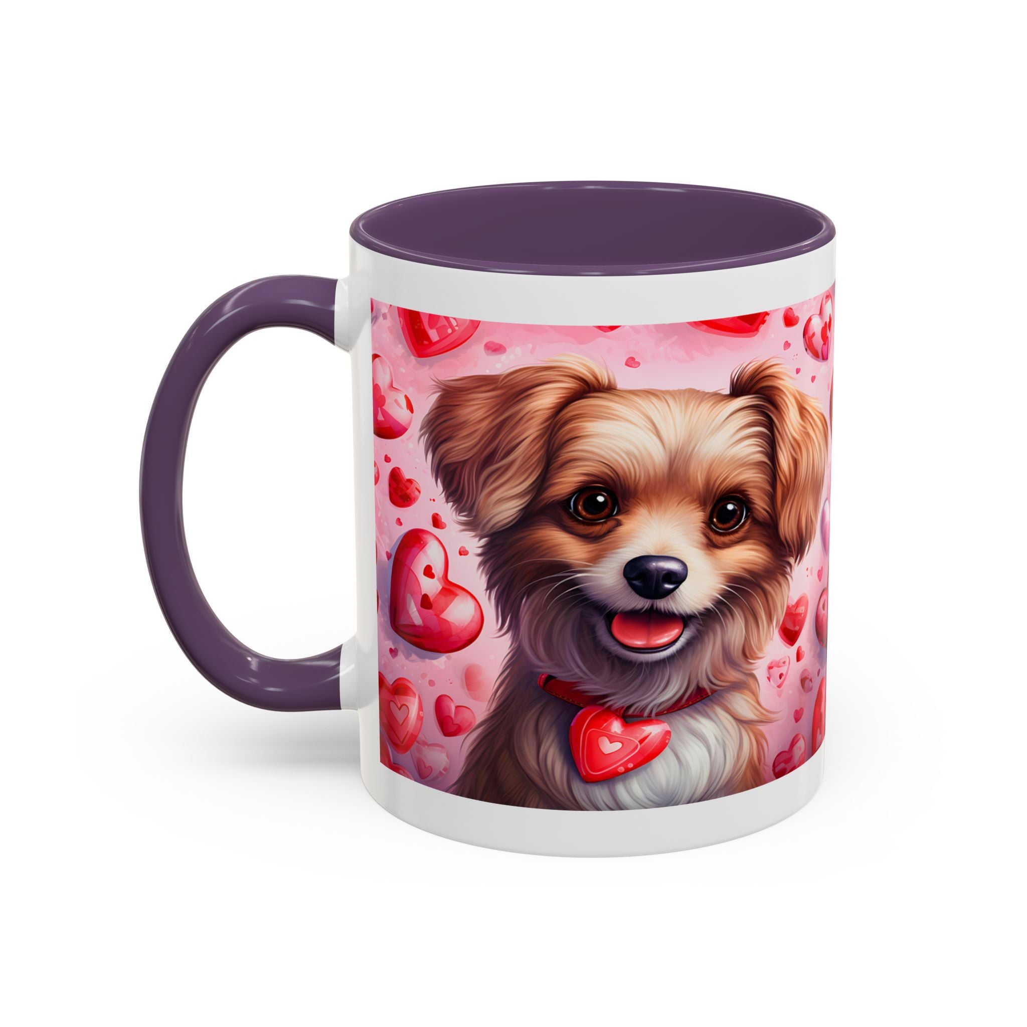 Cute Dog Lover's Accent Coffee Mug - Valentine's Day Heart Design - 11/15oz