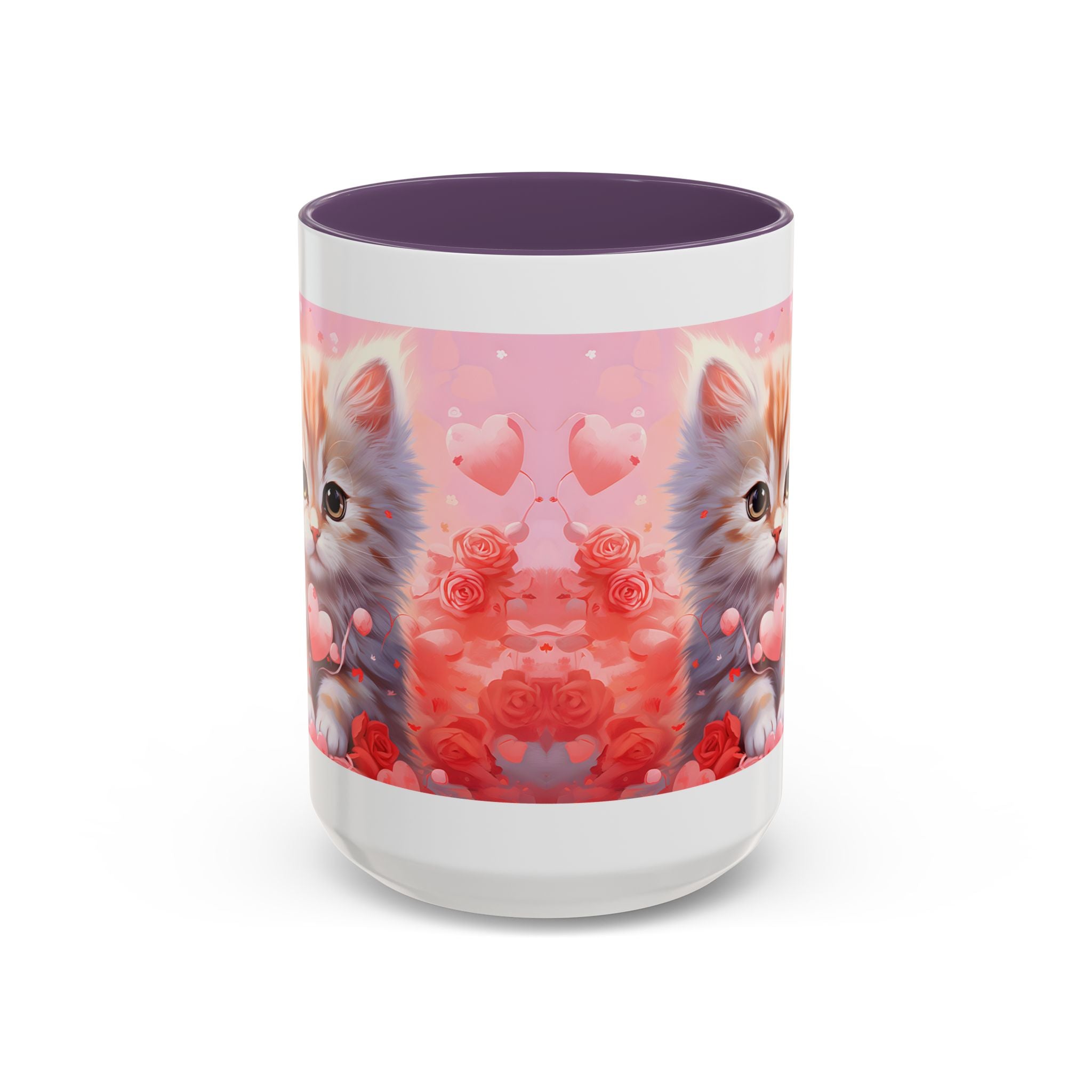 Cute Cat Love Accent Coffee Mug - Perfect Gift for Cat Lovers & Valentine's Day