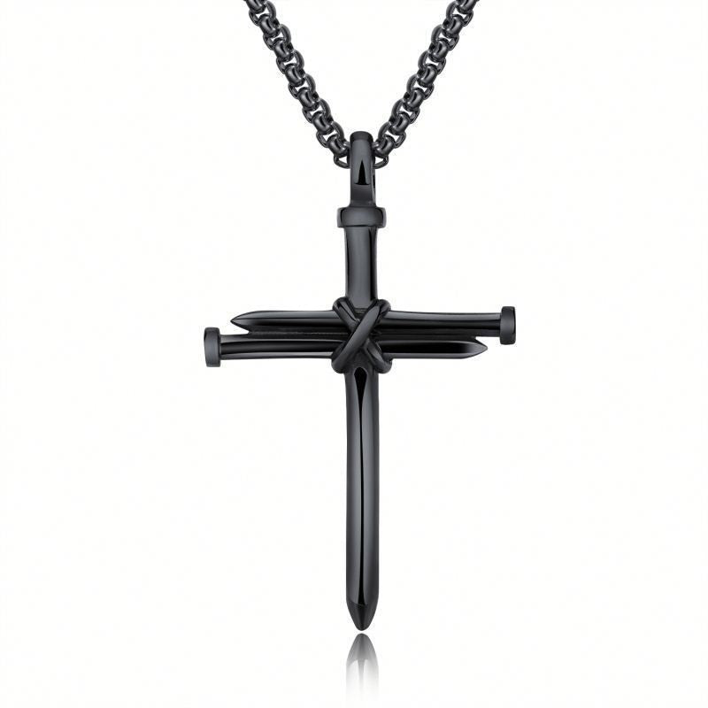 Stainless Steel Nail Cross Pendant Necklace - Durable & Stylish Jewelry Gift for Men