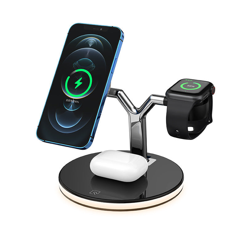 3-In-1 Magnetic Wireless Charger Stand – 15W Fast Charging Dock Station