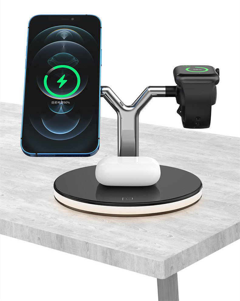 3-In-1 Magnetic Wireless Charger Stand – 15W Fast Charging Dock Station