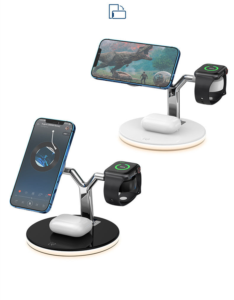 3-In-1 Magnetic Wireless Charger Stand – 15W Fast Charging Dock Station