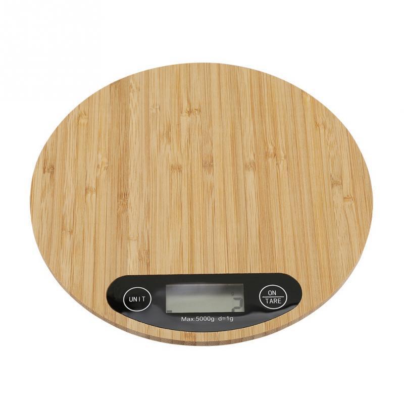 Bamboo Digital Kitchen Scale - Sleek Round LED Display