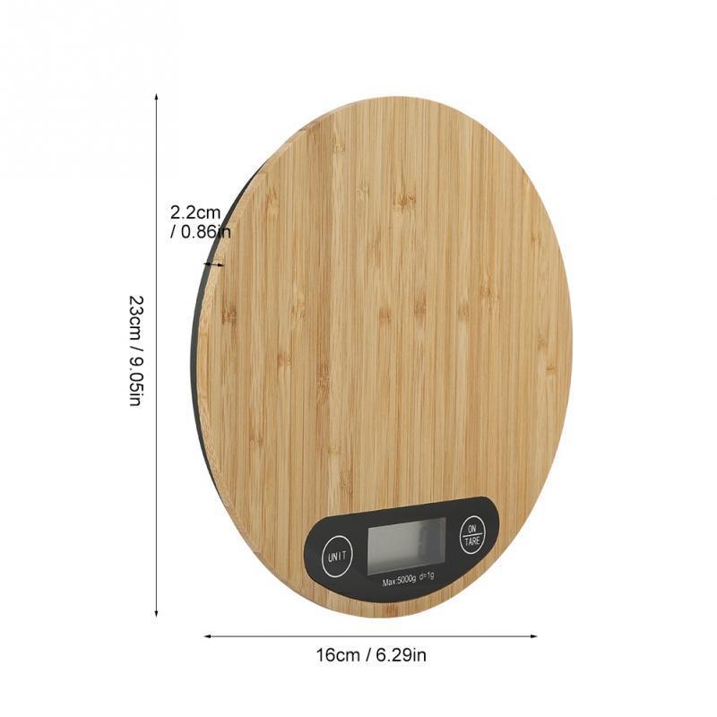 Bamboo Digital Kitchen Scale - Sleek Round LED Display