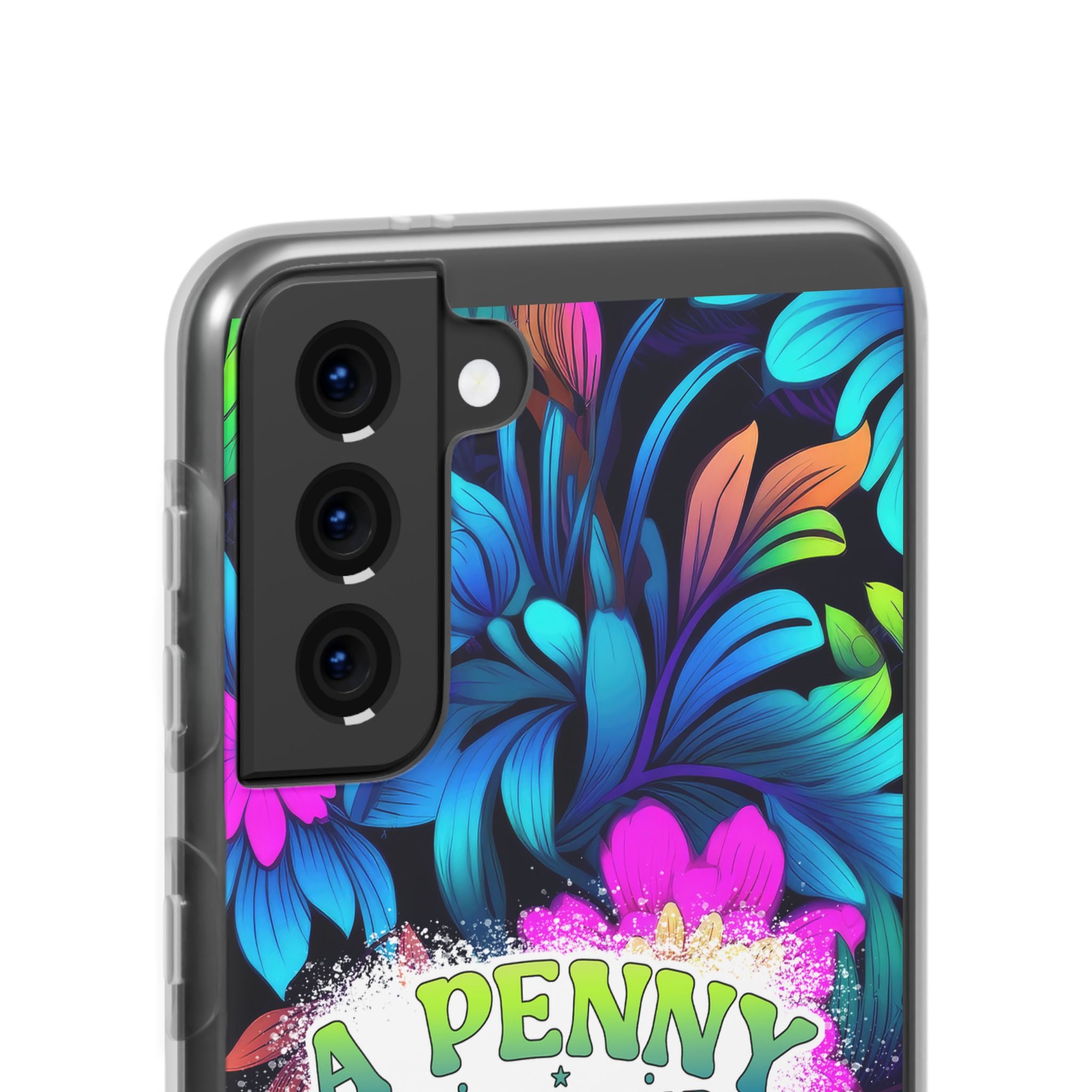 Personalized Colorful Floral Flexi Case - 'A Penny For Your Thoughts Seems A Bit Pricey'