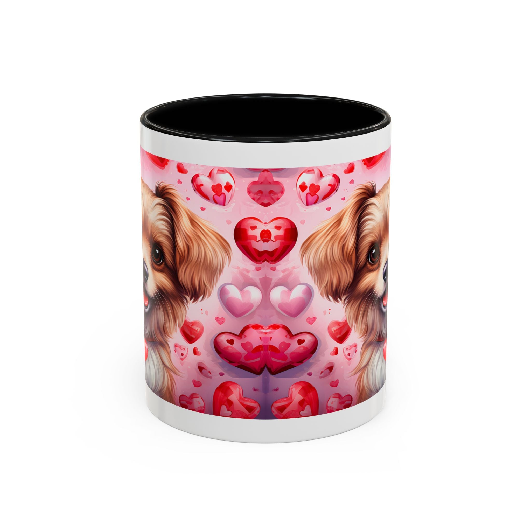 Cute Dog Lover's Accent Coffee Mug - Valentine's Day Heart Design - 11/15oz