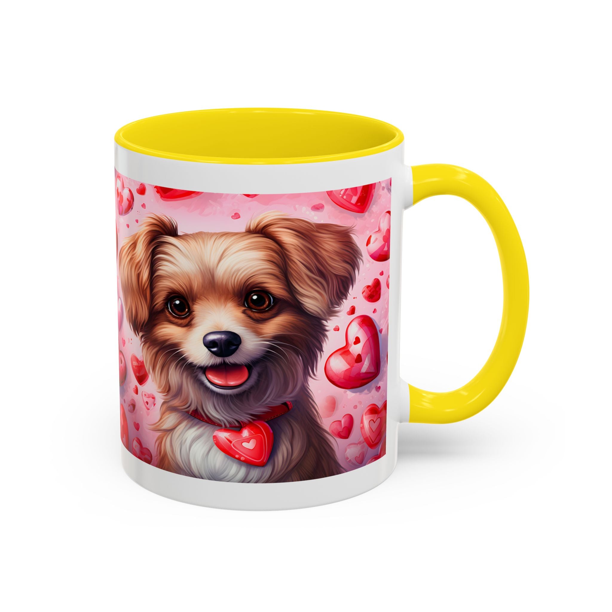 Cute Dog Lover's Accent Coffee Mug - Valentine's Day Heart Design - 11/15oz