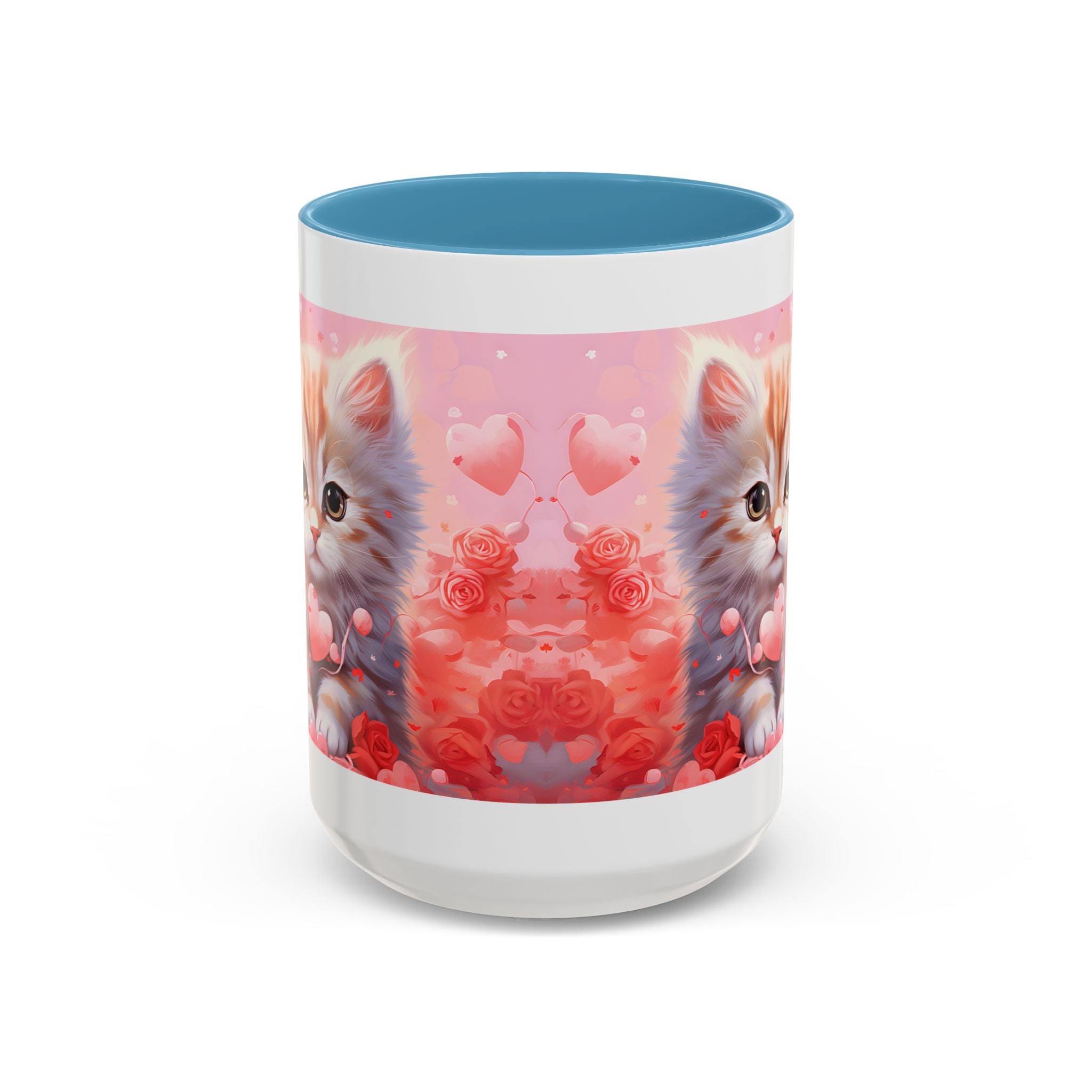 Cute Cat Love Accent Coffee Mug - Perfect Gift for Cat Lovers & Valentine's Day