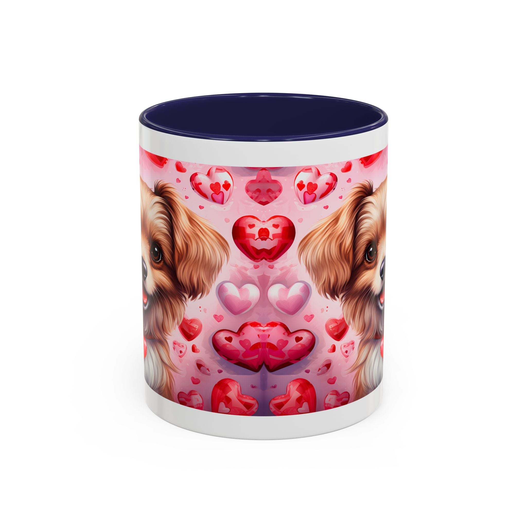 Cute Dog Lover's Accent Coffee Mug - Valentine's Day Heart Design - 11/15oz