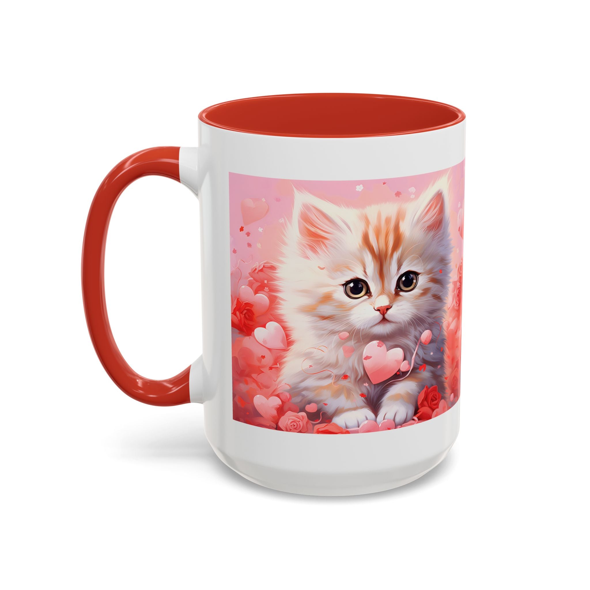 Cute Cat Love Accent Coffee Mug - Perfect Gift for Cat Lovers & Valentine's Day