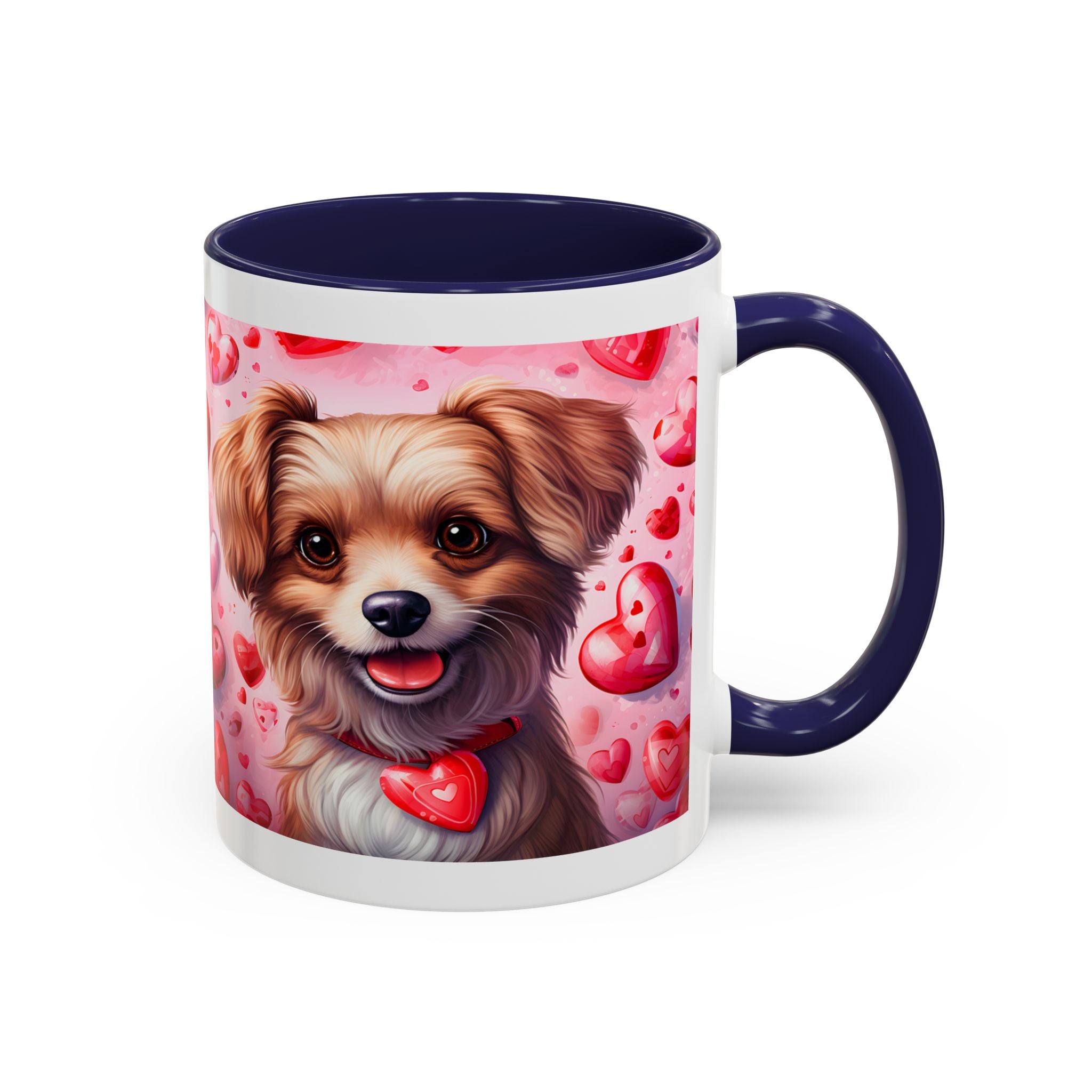 Cute Dog Lover's Accent Coffee Mug - Valentine's Day Heart Design - 11/15oz