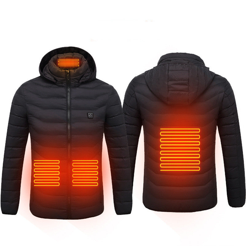 USB-beheizter Jackenmantel - Thermo-Heizjacke für den Winter für Herren mit abnehmbarer Kapuze