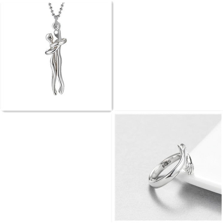 Love Hug Couple Necklace  Elegant Unisex Pendant for Lovers