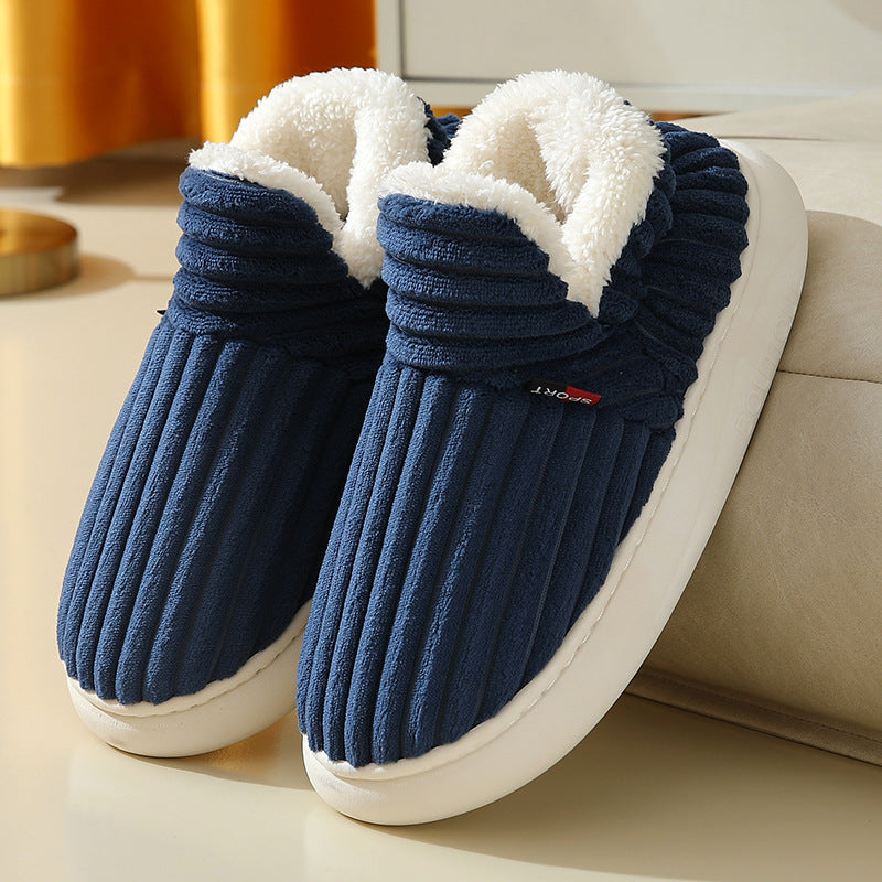 Cozy Winter Indoor-Outdoor Cotton Plush Slippers - Warm Anti-Slip Fleece Lined Shoes for Couples