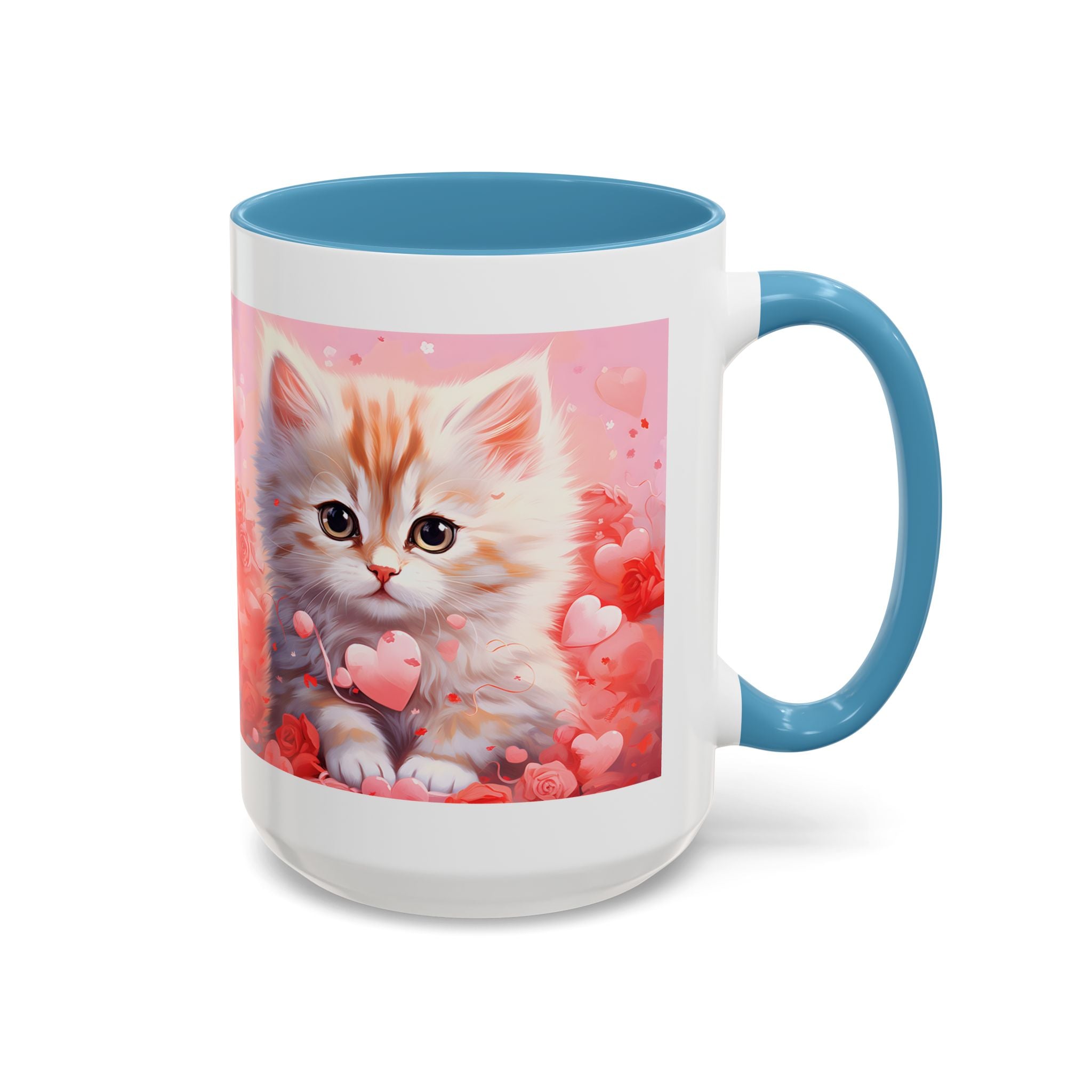 Cute Cat Love Accent Coffee Mug - Perfect Gift for Cat Lovers & Valentine's Day