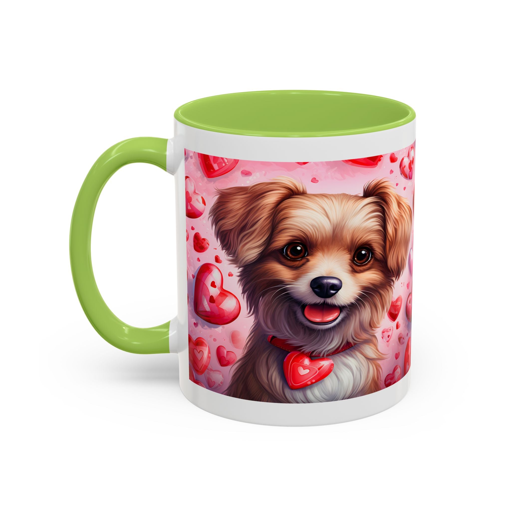 Cute Dog Lover's Accent Coffee Mug - Valentine's Day Heart Design - 11/15oz