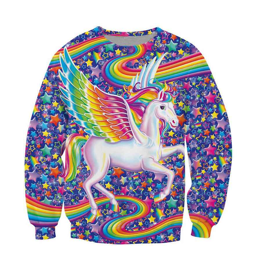 Rainbow Dolphin 3D Printed Sweatshirt – Vibrant & Playful Design for All Seasons 🌈🐬