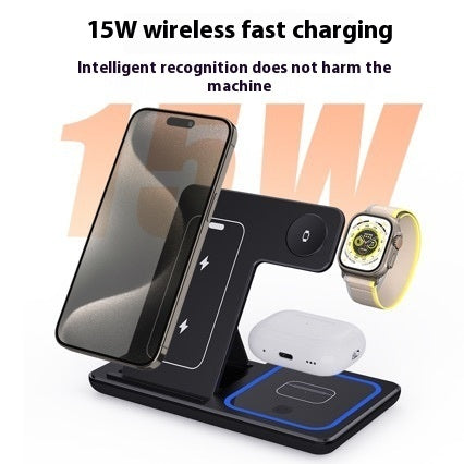 15W 3-In-1 Foldable LED Wireless Charger – Magnetic & Fast Charging Station