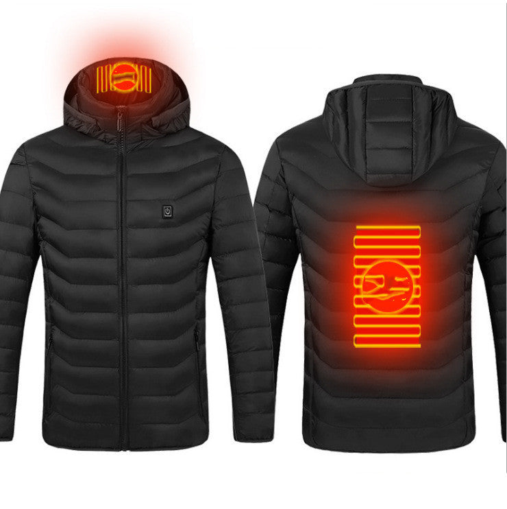 USB-beheizter Jackenmantel - Thermo-Heizjacke für den Winter für Herren mit abnehmbarer Kapuze