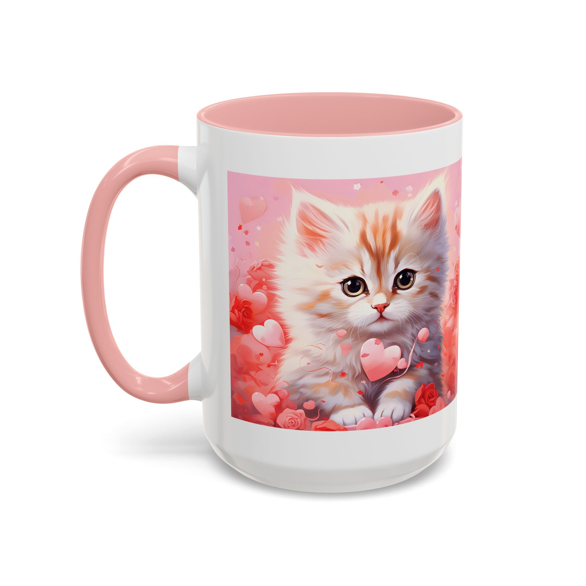 Cute Cat Love Accent Coffee Mug - Perfect Gift for Cat Lovers & Valentine's Day