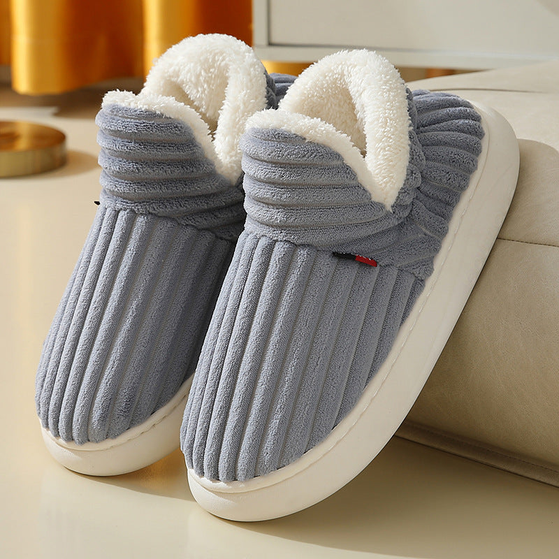 Cozy Winter Indoor-Outdoor Cotton Plush Slippers - Warm Anti-Slip Fleece Lined Shoes for Couples