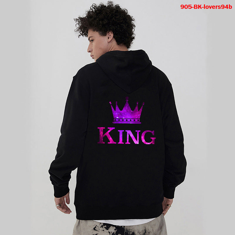 King & Queen Couple Hoodies - Stylish Printed Sweatshirts for Couples