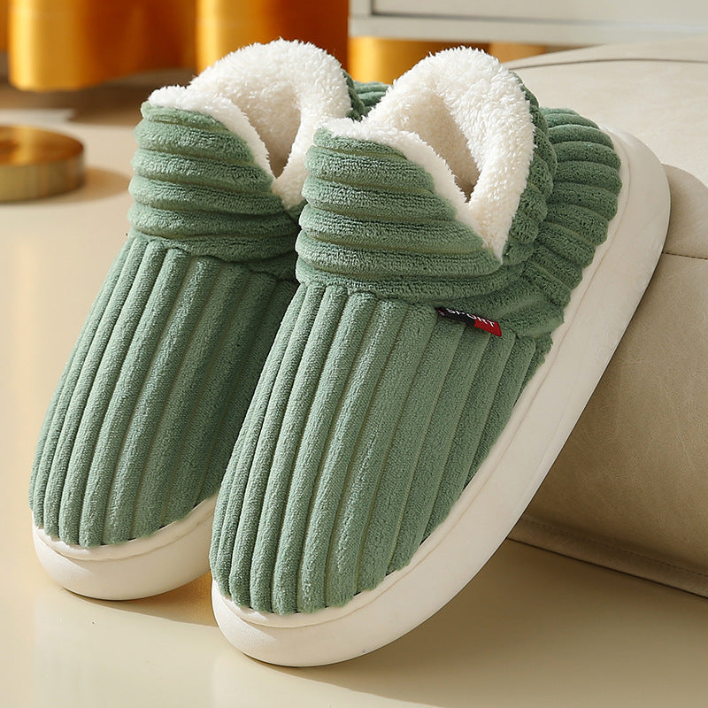 Cozy Winter Indoor-Outdoor Cotton Plush Slippers - Warm Anti-Slip Fleece Lined Shoes for Couples