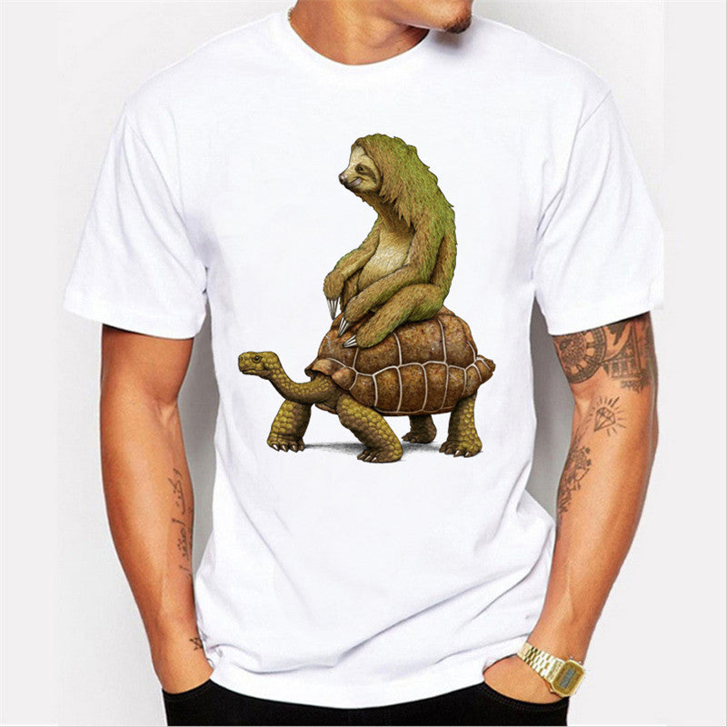 Turtle Sloth Print T-Shirt