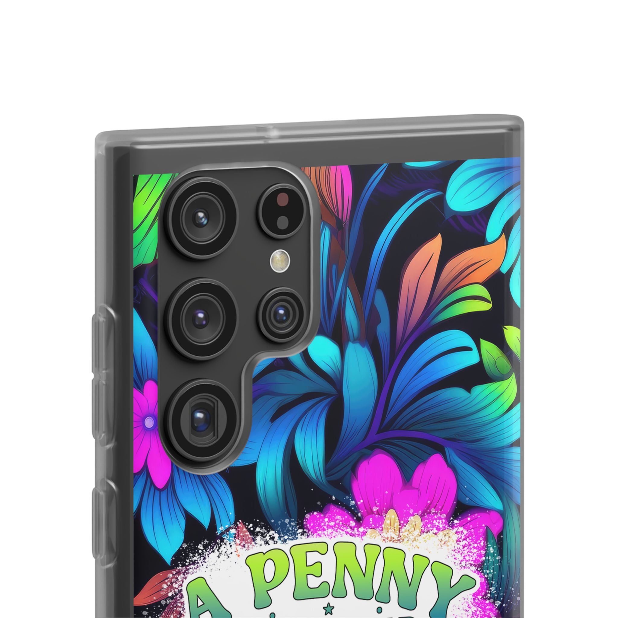 Personalized Colorful Floral Flexi Case - 'A Penny For Your Thoughts Seems A Bit Pricey'