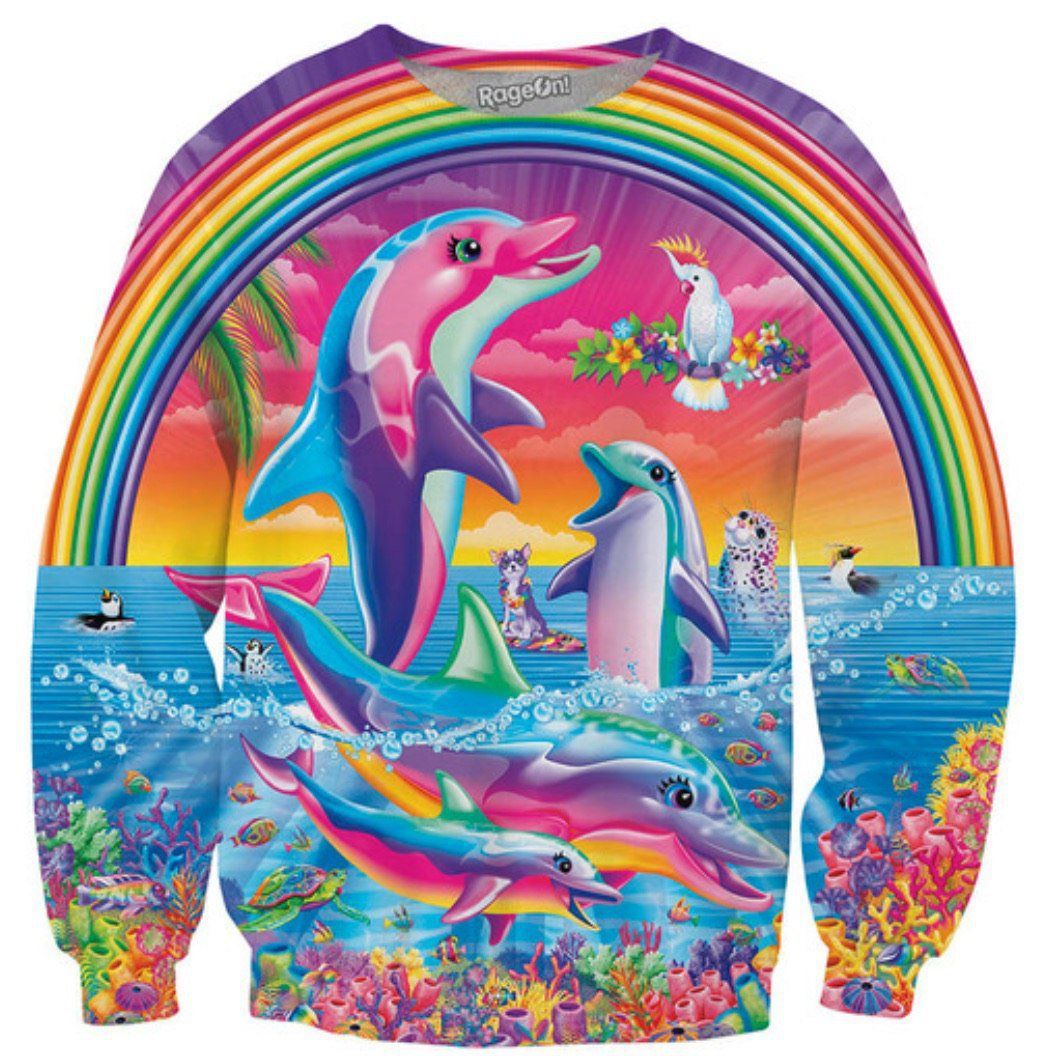 Rainbow Dolphin 3D Printed Sweatshirt – Vibrant & Playful Design for All Seasons 🌈🐬