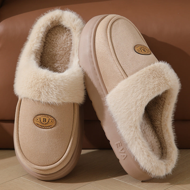 Winter Plush Slippers for Men - Warm Suede House Shoes with Non-Slip Rubber Sole