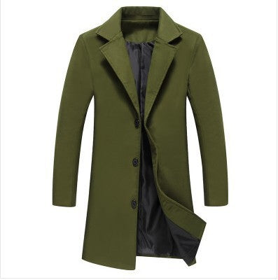 Autumn And Winter New Men's Solid Color Casual Business Woolen Coat